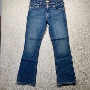 Levis Jeans Womens 10 Medium Blue Distressed Mid Rise Straight Western Denim